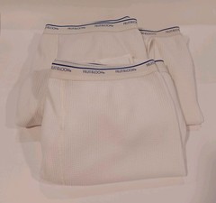 Mens Fruit Of The Loom White Thermal Long John Pants XL 3 Pairs