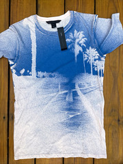 MARC BY MARC JACOBS Men’s S Blue/White Graphic Print Crew Neck T-Shirt M4001084