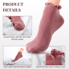10 Pair Women Ruffle Socks Aesthetic Frilly Ankle Socks Cuff Stocking Knit La…
