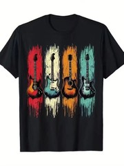 Vintage Guitar T-Shirt Retro Music Graphic Tee Guitar Player Musician Gift
