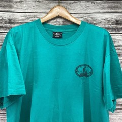 Vintage Hobie Shirt Mens XL Turquoise Outdoor Hiking Graphic Tee USA 90s