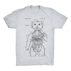 Mechanical Doll Patent Art Tee. Classic Toy Tee Shirt. Black, White or Gray NEW