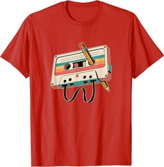 Retro Cassette Tape with Pencil 80s 90s Music Vintage Party T-Shirt
