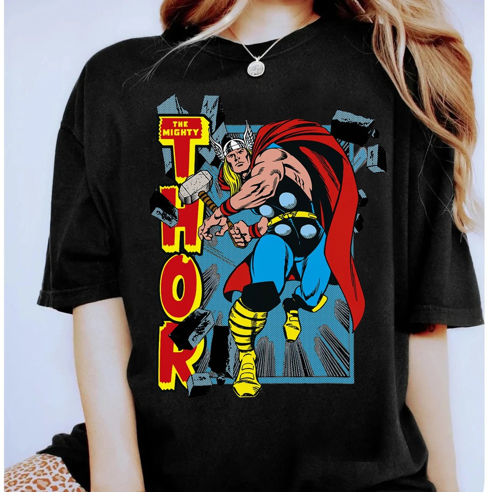 Marvel Classic The Mighty Thor Break Through Unisex Adult T-shirt
