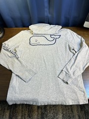 Vineyard Vines Hoodie Shirt Men Medium Lightweight Pullover Whale Logo Gray