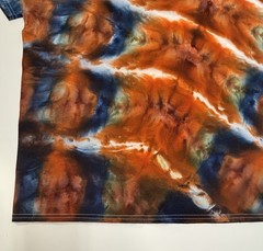 Gildan Handmade Ice Tie Dye T-Shirt Unisex Adult Size 2XL Orange Blue Tee NEW