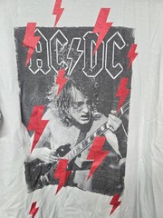 AC/DC Red Lighting T-Shirt Men’s Size XL White Graphic Cotton Tee Angus Young