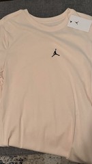 Jordan Jumpman Tropical Graphic Print Beige Crew Neck Short Sleeve T-Shirt M