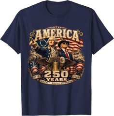 Retro America Washington Trump 1776 2026 250 Years US Flag T-Shirt