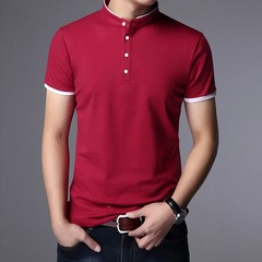 Men Polo Shirt Short Sleeve Business Casual Cotton Solid Color Lapel Knit Top