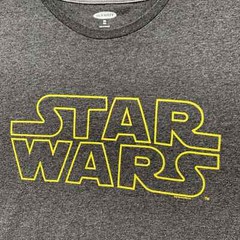 Old Navy Star Wars Mens T-Shirt XXL Crew Neck Heather Gray Yellow Logo Gift