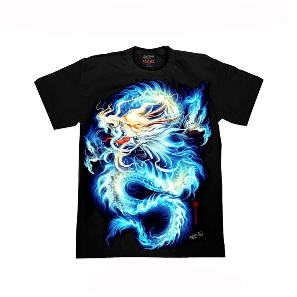 White Dragon T Shirt Black Glow In The Dark Graphic Tees HD Chinese New Year