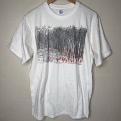 Vintage A Day In The Wilderness Shirt Mens Large Hunting B Johnson Art USA 90s