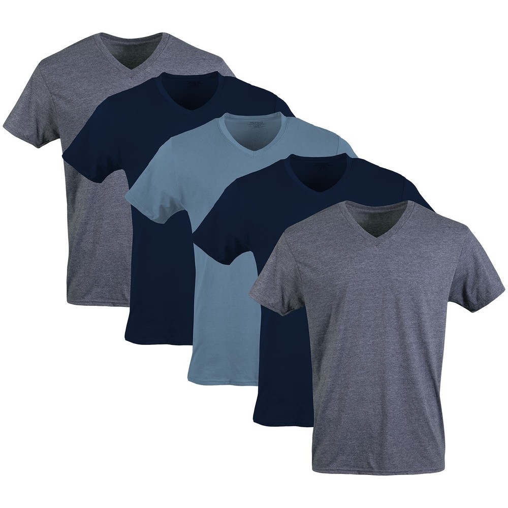 Gildan Men’s V-Neck T-Shirts Multipack, Assorted (5 Pack), XX-Large