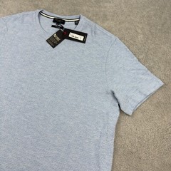 Ted Baker London Textured T-Shirt Short Sleeve Crew Neck Blue Size 5 XL