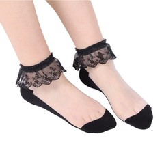 Womens Cute Lace Ruffle Socks Kawaii White Frilly Socks for Girls Ultra Thin …