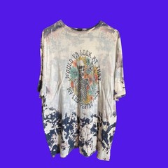 Gildan Softstyle CVC Acid Wash Skeleton Graphic T-Shirt Navy Cream 2XL Mens