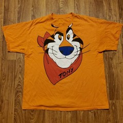 Vintage Tony the Tiger Shirt Adult XL Orange Big Graphic Kelloggs Y2K