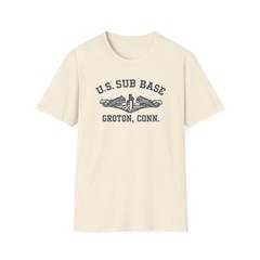 Vintage Inspired U.S. Sub Base Groton Conn Dolphin Insignia Graphic Military Tee