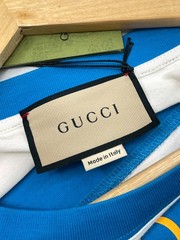 Gucci T-Shirt Men’s Oversized Blue 1921 Logo Print Cotton Jersey NWT, Size L