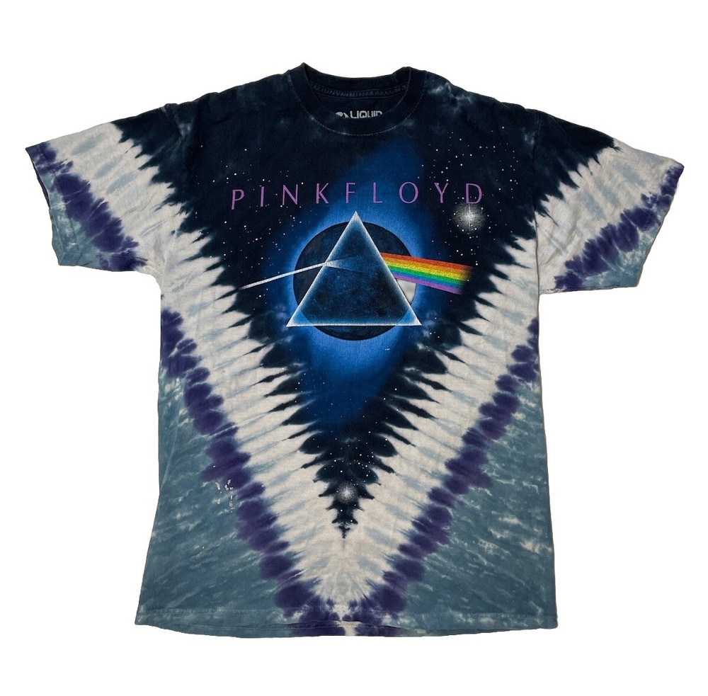 Pink Floyd T-Shirt Tie Dye Dark Side Of The Moon Size Medium Liquid Blue
