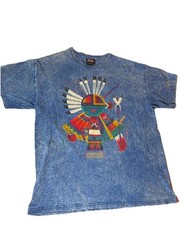 Vintage 90s Art Gecko Kokopelli T Shirt Acid Wash Tagged Large 20×26