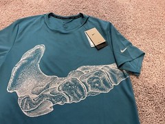 Nike Air Dri Fit Blue run running NY LA marathon skeleton bone swoosh t shirt M