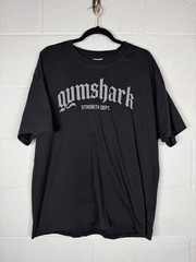 Gymshark Strength Dept Graphic T Shirt XL Black Oversized Gothic Logo Gym Tee￼
