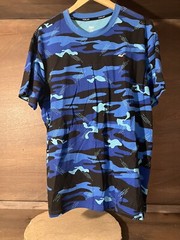 EVERLAST MENS ATHLETIC SHIRT SIZE XL BLUE CAMOFLAGE EUC SHORT SLEEVE CREW NECK