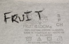 New Men T-Shirt White Fruit of the Loom food drawings on back men S women M to L