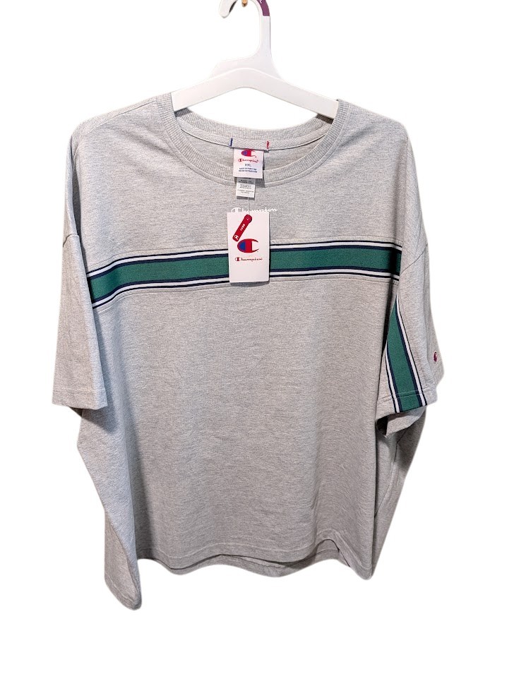Champion Homeroom Club Boxy T-Shirt Gray Green Stripe (XXL)