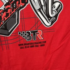 Brian Tooley Racing T shirt size large Graphic Engine Racing T Motor Gas Oil