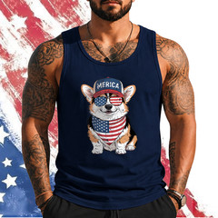 Tri Color Corgi 4th of July US American Flag Dog Patriotic Tank Top