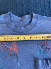 VTG 90’s Blue Womens pocket T-shirt, crewneck, rose themed, medium