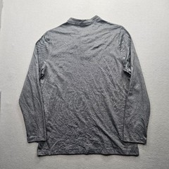 Perry Ellis Men’s Large Long Sleeve Henley Shirt Black Gray Moisture Wicking NWT