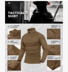 MAGCOMSEN Men’s Tactical Military Shirts 1/4 Zip Long Sleeve Shirt Pockets XL