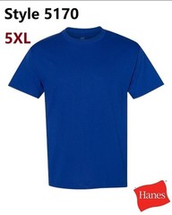 Hanes 5170 5XL EcoSmart Crewneck Short Sleeve Tee Pit to Pit 31″ Deep Royal