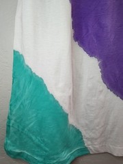 90s Style White Teal Purple T Shirt Tie Dye Single Stitch XL Jazz Like Print
