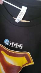 Canvas Sz L t Shirt Superman dc Studios black s Sleeve flo on back comic con 31