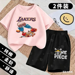 One Piece Anime Character Lakers Basketball Jersey Kids T-Shirt Set, Cool Sports