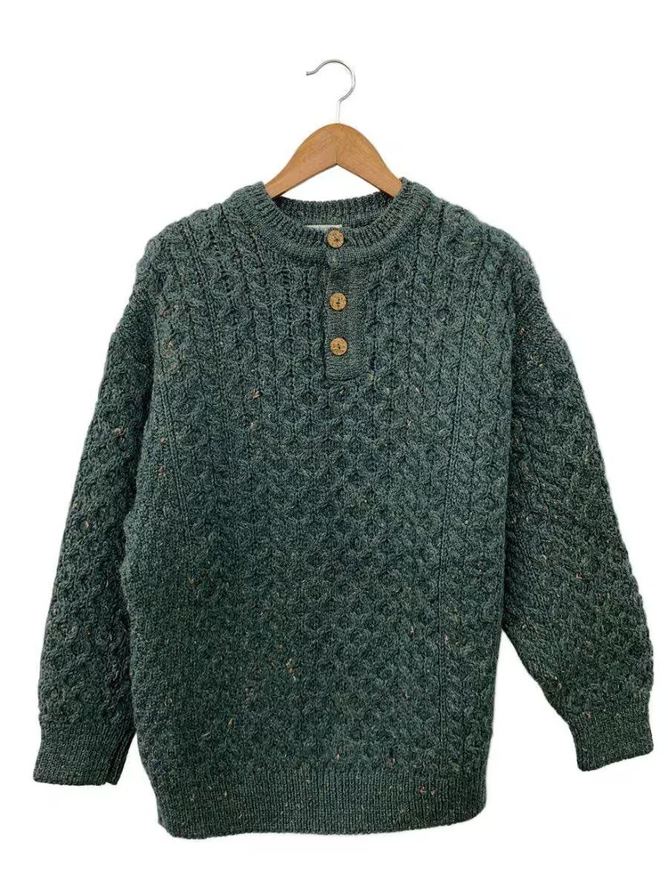 Other Brands: Claudnit Knit Sweater (Thick), XL, Wool, Green, Solid Color
