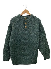 Other Brands: Claudnit Knit Sweater (Thick), XL, Wool, Green, Solid Color