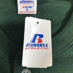 Vintage Russell Athletic Mens Medium Dark Green Short Sleeve Henley NuBlend