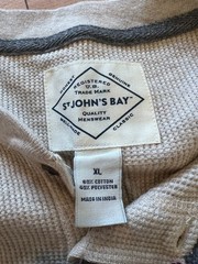 St. John’s Bay NWT Mens XL Henley Shirt Oatmeal Beige Thermal Waffle Knit Casual