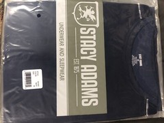 Stacy Adams Navy Stretch Polyester & Spandex Blend Pull Over Shirt Medium NEW