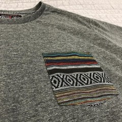 Beautiful Giant Shirt Men Large Gray Tribal Pocket Tee Heather Aztec Crewneck