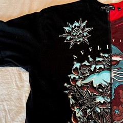 Affliction Black Label Men/Unisex Skull Graphic T-Shirt Black/Red Crew Neck XL