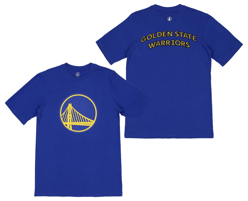 FISLL NBA Men’s Golden State Warriors Team Color, Name and Logo Premium T-Shirt