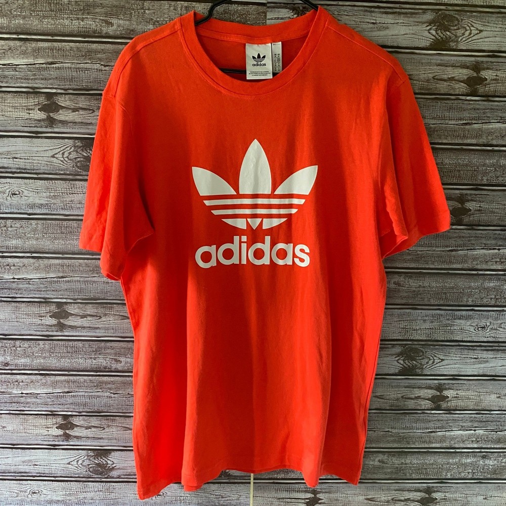 Adidas Men’s Short-Sleeved Trefoil Tee Size M Bright Orange-Red NWT