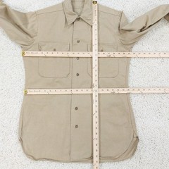Vintage 50s Military Utility Work Shirt Mens 15-34 (Fits M), Khaki Twill, Korea